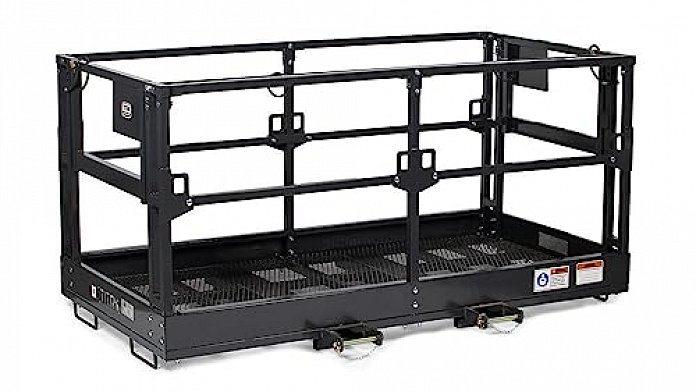 Titan Attachments 4' x 9' 8" Mesh Telehandler Work Platform, Safety Man Basket