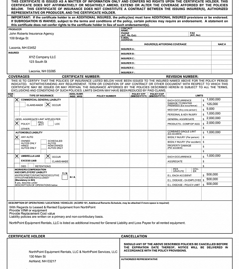 Insurance Document example